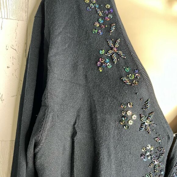 Carducci Women’s 2X Black Cardigan Dressy Embellishments Stretch EUC - Picture 3 of 8